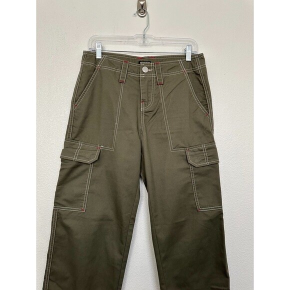 True Religion Women's Military Cargo Pants Straight Kalamata Olive Green Size 26 - Picture 3 of 12